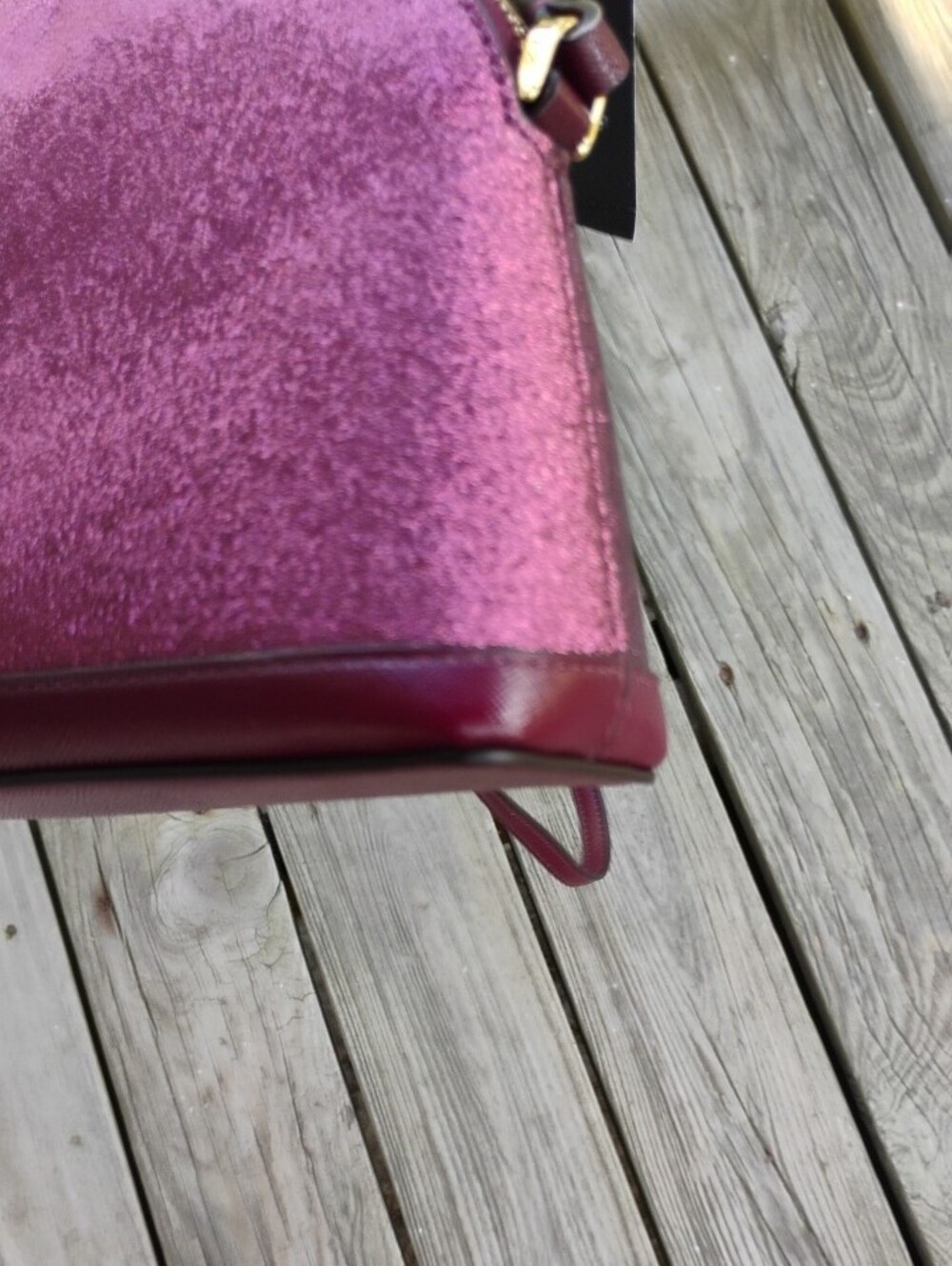 kate spade NWT $249 Deep Berry Glittery Fabric Tinsel Dome Crossbody Bag - Picture 6 of 11
